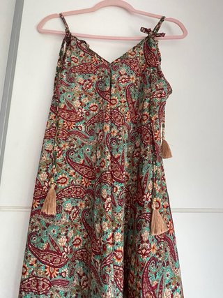 Vestido largo tirantes regulables  seda estampado