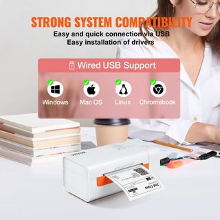 Stampante termica per etichette, stampante per etichette 4x6, etichettatrice termica con riconoscimento automatico delle etichette, compatibile con Windows/macOS/Linux, compatibile con Amazon,...