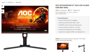 Monitor mini Led AOC Q27G3XMN/BK 27 QHD 180Hz HDR