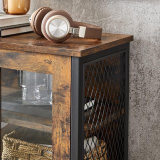 Mueble Multiusos, Armario, Credenza, Estante Regulable, Mueble de Baño, Estructura de Acero, para Salón Cocina, Estilo Industrial, Marrón Vintage y Negro LSC260B01