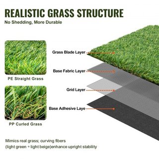 Tappeto Erba Artificiale, 1,2 x 1,8 m, Erba Verde, Tappeto Falso 35 mm per Decorazione Esterna, Facile da Pulire con Fori di Drenaggio, Perfetto per Uso Multiplo
