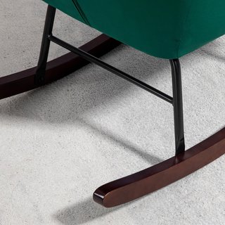 Sedia a dondolo in velluto con schienale alto, sedia a dondolo con cuscino e braccioli per soggiorno e camera da letto, verde