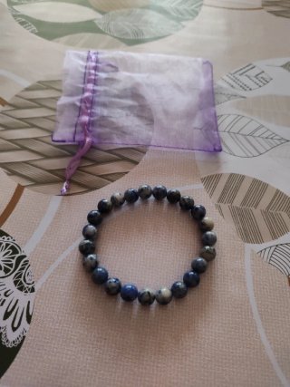 Pulsera de Piedra Natural Azul y Blanca