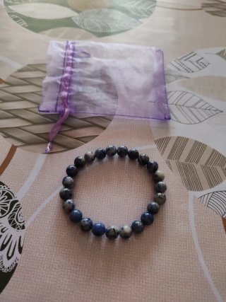 Pulsera de Piedra Natural Azul y Blanca