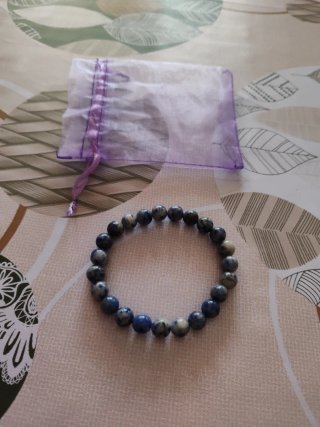 Pulsera de Piedra Natural Azul y Blanca