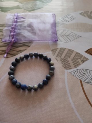 Pulsera de Piedra Natural Azul y Blanca