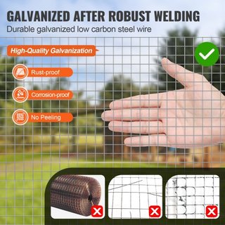 Malla de Hardware, 1/2 pulgada 24in x 100 pies 19 Gauge, Malla de Alambre Galvanizado por Inmersión en Caliente, Cercado de Alambre para Pollos, Malla de Alambre para Jaulas de Conejos, Jardín, Pe...