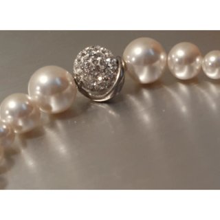 Bracciale argento rodiato, perle, pavè Swarovsky