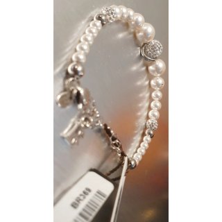 Bracciale argento rodiato, perle, pavè Swarovsky