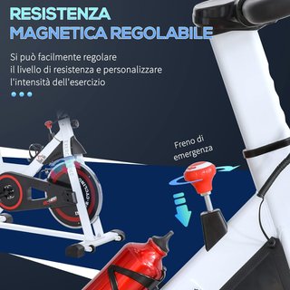 Cyclette per casa, bicicletta indoor silenziosa con resistenza regolabile, manubrio e sella regolabili, volano da 8 kg, portaoggetti, monitor LCD, portabottiglie, ruote