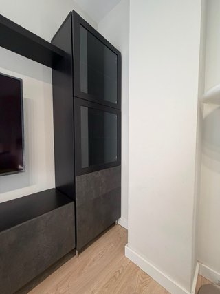 Mueble TV Vitrina Estante Negro Gris
