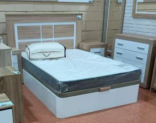 MUEBLES DORMITORIO PACK CANAPE, COLCHON, MESITAS.