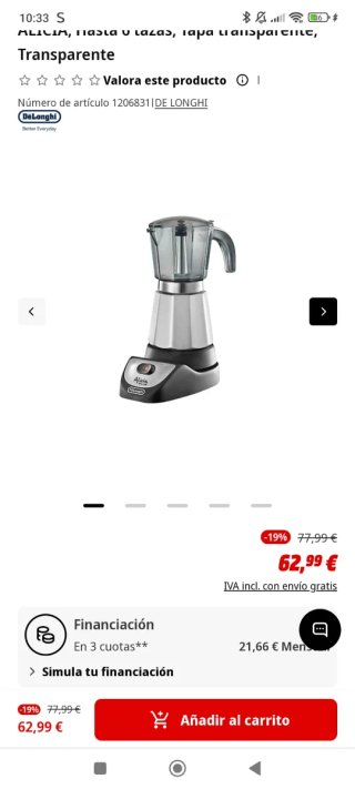 Cafetera Italiana DeLonghi Alicia Plus