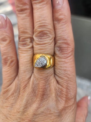 Anillo Oro 18k Diamantes Naturales Talla 6