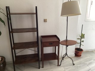 Estantería y mesita auxiliar madera y metal