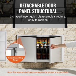Puerta de Acceso para BBQ, Puerta Doble para Cocina Exterior de 914x534 mm, Puerta de Montaje Flush de Acero Inoxidable, Puerta Vertical de Pared con Mangos Rehundidos, para Isla de BBQ, Estación ...