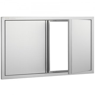 Puerta de Acceso para BBQ, Puerta Doble para Cocina Exterior de 914x534 mm, Puerta de Montaje Flush de Acero Inoxidable, Puerta Vertical de Pared con Mangos Rehundidos, para Isla de BBQ, Estación ...