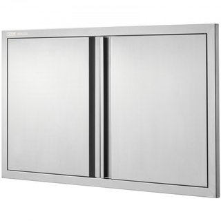 Puerta de Acceso para BBQ, Puerta Doble para Cocina Exterior de 914x534 mm, Puerta de Montaje Flush de Acero Inoxidable, Puerta Vertical de Pared con Mangos Rehundidos, para Isla de BBQ, Estación ...