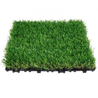 Set di lastre di erba artificiale interconnesse, 18 pezzi, 305x305mm, tappeto in erba sintetica autodrenante, pad decorativo per pavimenti, ideale per molteplici applicazioni in entrata...