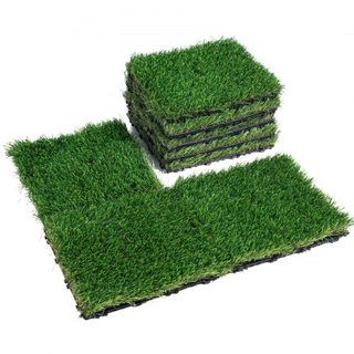 Set di lastre di erba artificiale interconnesse, 18 pezzi, 305x305mm, tappeto in erba sintetica autodrenante, pad decorativo per pavimenti, ideale per molteplici applicazioni in entrata...