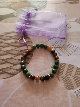 Pulsera Piedra Natural Marrón y Verde para hombres