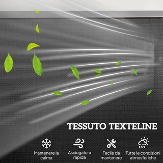Panca a Dondolo da Giardino in Metallo e Tessuto Traspirante, 3 Posti, Nero, 147x70x85cm