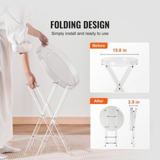 Mesa de bandeja plegable de acrílico, mesa auxiliar de acrílico con patas en X plegables, mesa lateral de acrílico transparente para café, bebida, comida, bocadillos utilizada en sala de estar, do...