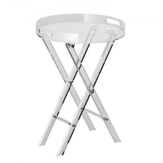 Mesa de bandeja plegable de acrílico, mesa auxiliar de acrílico con patas en X plegables, mesa lateral de acrílico transparente para café, bebida, comida, bocadillos utilizada en sala de estar, do...