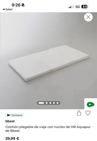 Colchón plegable viaje HR Aquapur Bbest