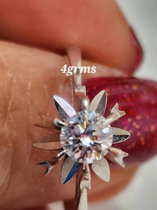Anillo Oro Blanco 18k Diamante Natural 4gr Talla 7