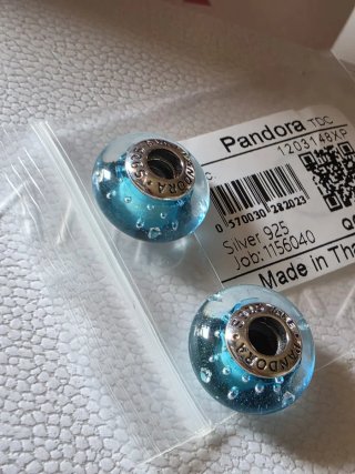 Lote 2 Cuentas Pandora Cristal Murano Azul