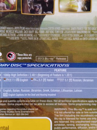 Oz: O Grande e Poderoso Blu-ray Disney