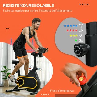 Cyclette Professionale Magnetica con Volante da 4Kg, Cyclette Domestica con Display LCD, Manubrio e Sedile Regolabili