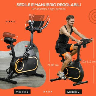 Cyclette Professionale Magnetica con Volante da 4Kg, Cyclette Domestica con Display LCD, Manubrio e Sedile Regolabili