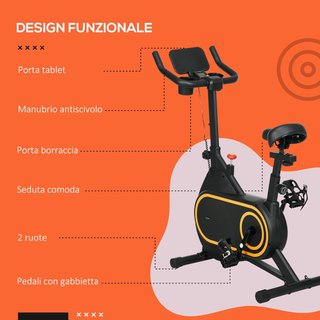Cyclette Professionale Magnetica con Volante da 4Kg, Cyclette Domestica con Display LCD, Manubrio e Sedile Regolabili