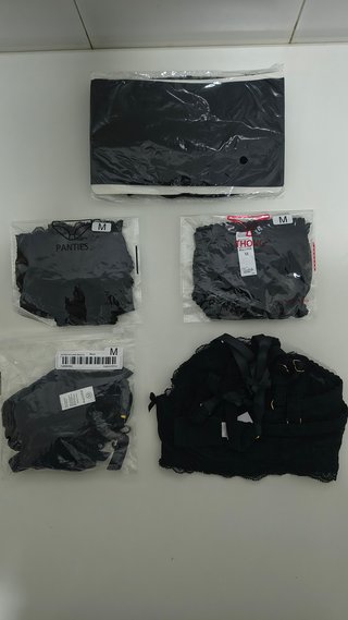 Conjunto Lencería Encaje Negro Varsbaby