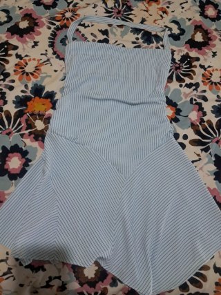 Vestido Holter Rayas Azul y Blanco