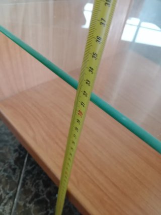 Mesa centro cristal y madera