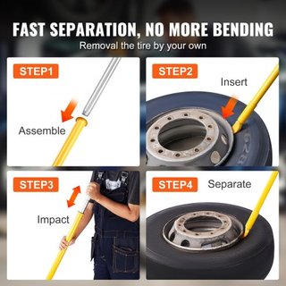 Rompe Bead de Neumático con Martillo Deslizante, 117.6 cm de Longitud, Rompe Bead de Neumático de Acero de Alta Resistencia, Impacto Deslizante Portátil para la Remoción de Neumáticos de Automóvil...