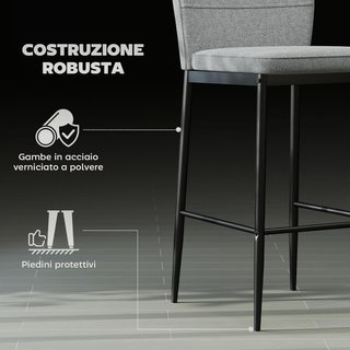 Juego de 2 Taburetes de Bar de Terciopelo, Sillas Altas Modernas con Reposapiés y Respaldo, Taburetes de Cocina y Sala de Estar, 41X52X97 Cm, Gris