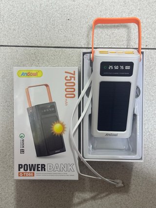 Power Bank 75.000mAh Solare + Elettrico Andowl Q-T