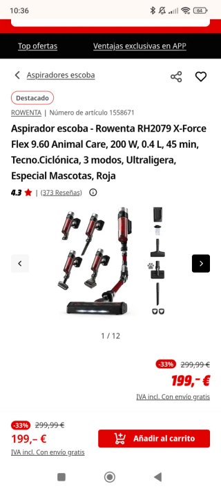 Aspiradora Rowenta X-Force FLEX 9.60, animal kit.