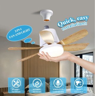 Mini ventilador E27 con luz LED