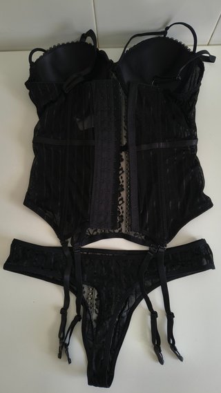 Conjunto Lenceria Encaje Negro Varsbaby