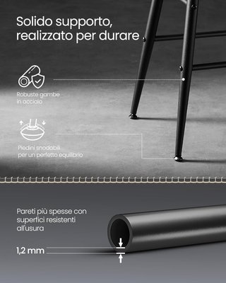 Taburetes de Cocina, Set de 4 Taburetes Altos de Bar, Sillas de Cocina, PU con Costura, Moderno de Mediados de Siglo, Altura 63 cm, Fácil de Montar, Negro Tinta