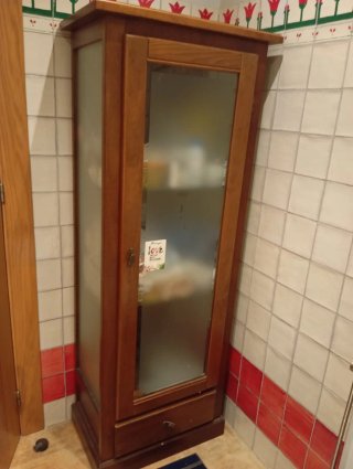 Vitrina madera maciza wengué + cristal