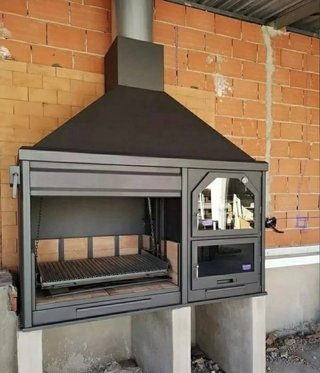 Barbacoa de obra con horno ladrillos leña E-2