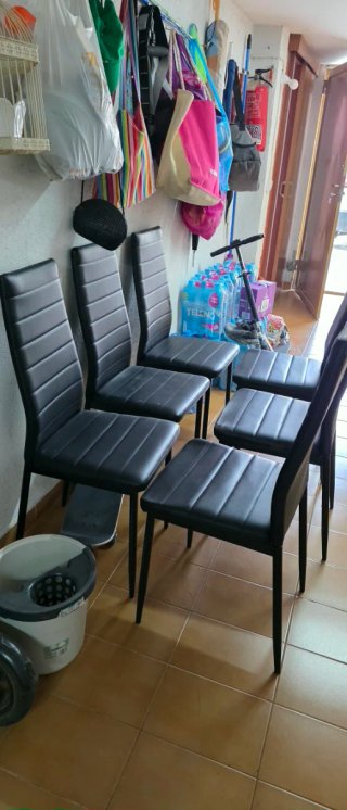 Mesa comedor wengue cristal y 6 sillas