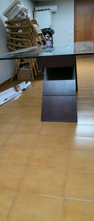 Mesa comedor wengue cristal y 6 sillas