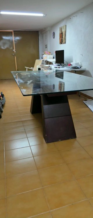 Mesa comedor wengue cristal y 6 sillas